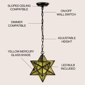 Stellaa 12" Moravian Star Metal/Clear Glass LED Pendant